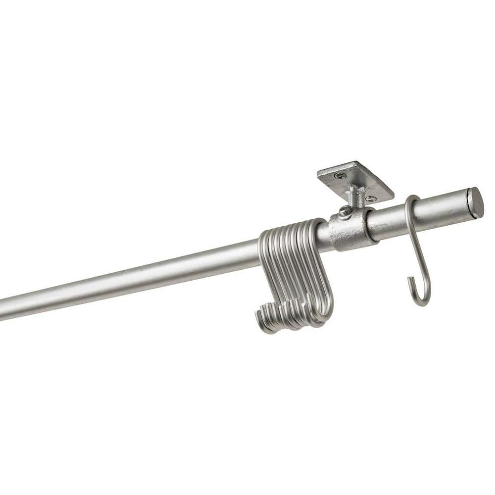 LTL Home Products 63 in. Intensions Single Curtain Rod Kit with Galvanized  with End Caps, Ceiling Brackets and S Hooks INDGALCEIL63SH - The Home Depot