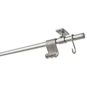 95 in. Intensions Single Curtain Rod Kit Galvanized with End Caps with Ceiling Brackets and S Hooks