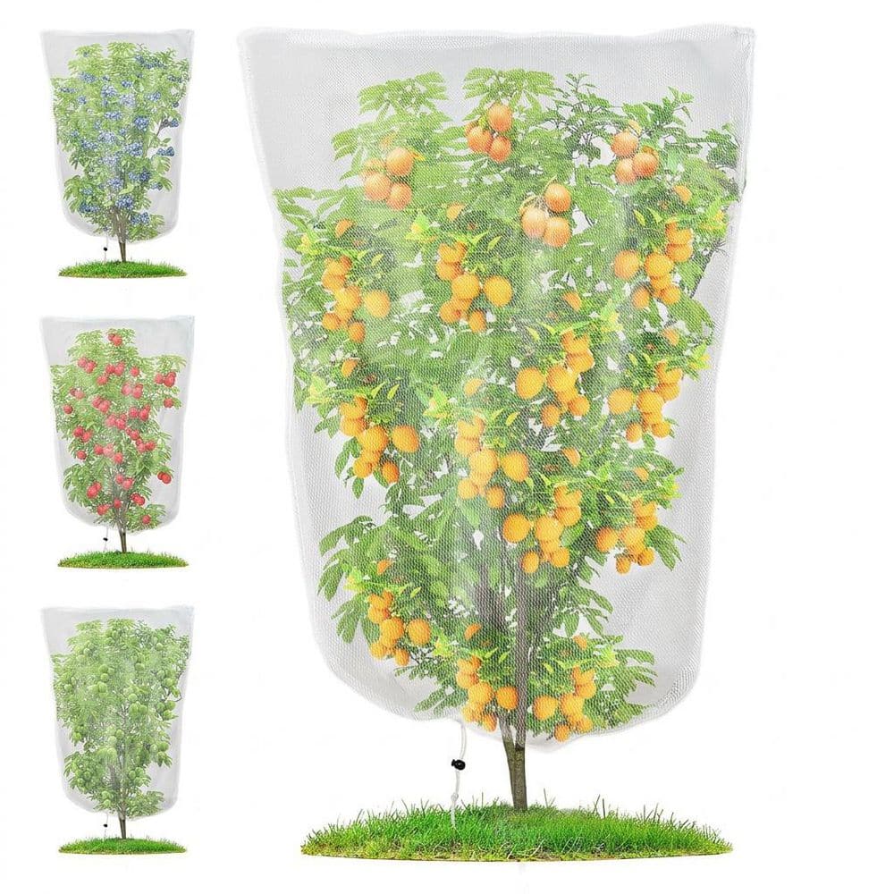 Oyezvary 3.3Ft x 4.92Ft Bird Insect Barrier Mesh Netting for Garden Blueberry Bushes Vegetables Fruits Trees w/ Drawstring 4-Pack