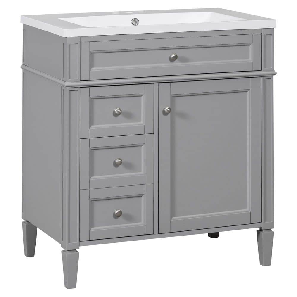 30 in. W x 18.3 in. D x 33.8 in. H Single Sink Bath Vanity in Grey with Carrara White Ceramic Top price history on PriceWatchPro