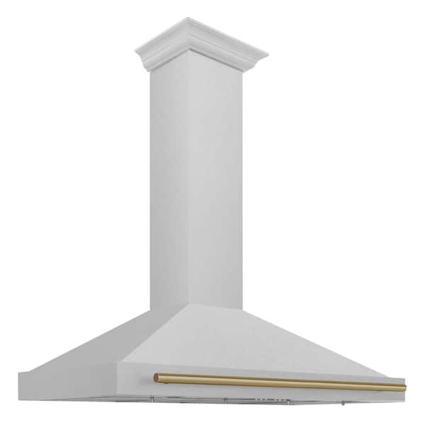 ZLINE Kitchen and Bath Autograph Edition 48 in. 400 CFM Ducted Wall Mount Range Hood in Fingerprint Resistant Stainless & Champagne Bronze