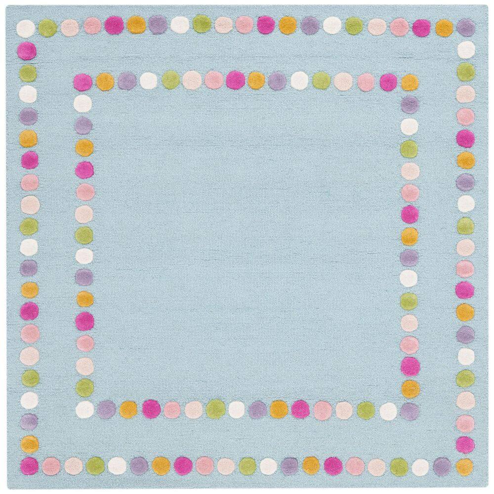 Kids 5 ft. x 5 ft. Blue/Pink Polka-Dot Border Square Area Rug price history on PriceWatchPro