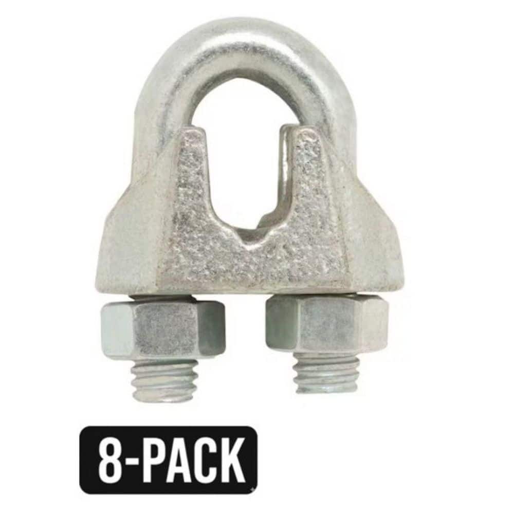 Everbilt 1/8 in. Zinc-Plated Wire Rope U-Bolt Clamp (8-Pack) 838561 ...