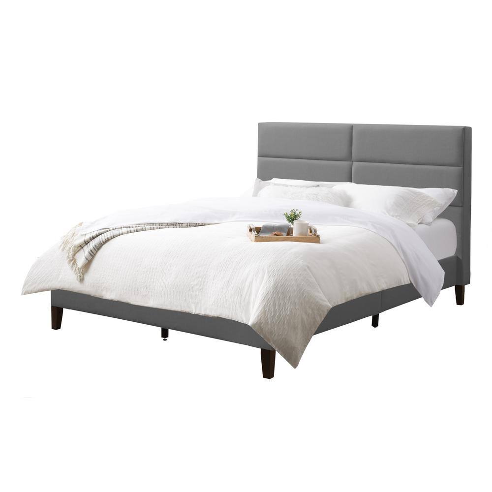 Bellevue Light Gray Upholstered Queen Bed with Tufted Headboard