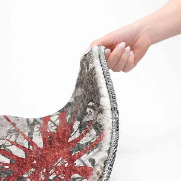 Dream Shag Premium Machine Washable Abstract ADS77 Red 5 ft. x 7 ft. 6 in. Area Rug