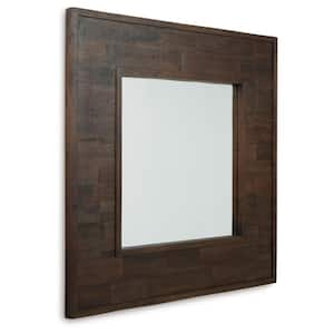 Hensington 45 in. W x 45 in. H Square Reclaimed Wood Brown Framed Accent Mirror