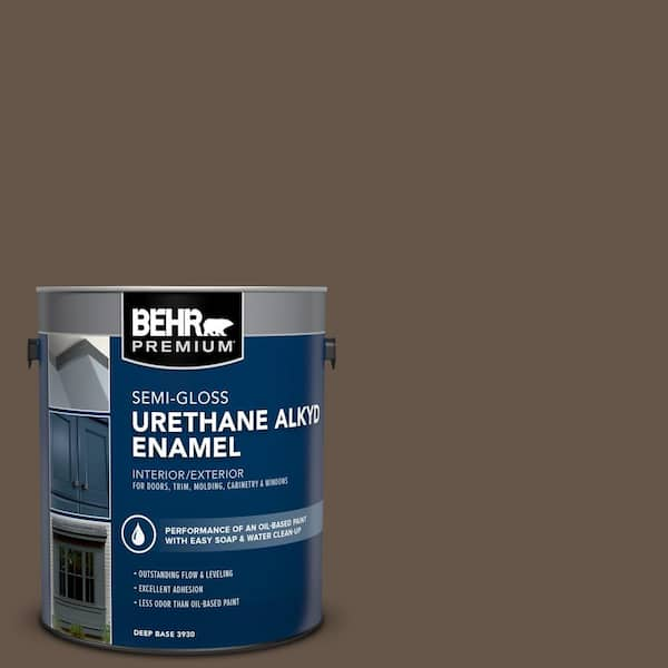 BEHR PREMIUM 1 gal. #N220-7 Cavalry Brown Urethane Alkyd Semi-Gloss Enamel Interior/Exterior Paint