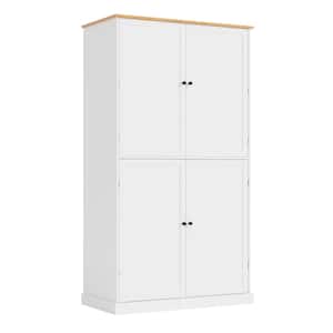 40.2 in. W x 20 in. D x 71.3 in. H in White MDF Ready to Assemble Kitchen Cabinet with 2-Drawers, 2 Adjustable Shelves