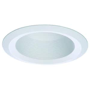 E26 Series 6 in. White Recessed Ceiling Light Full Cone Baffle with Self Flanged White Trim Ring