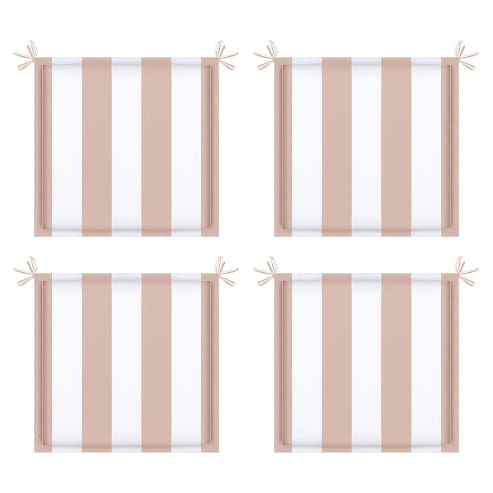 15 in. x 15 in. Khaki White Striped Outdoor Patio Square Seat Cushion Repla