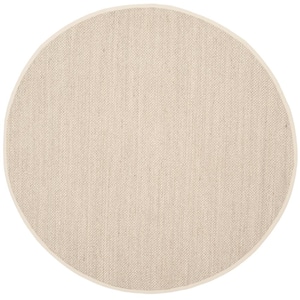 Natural Fiber Marble/Beige 5 ft. x 5 ft. Woven Border Round Area Rug