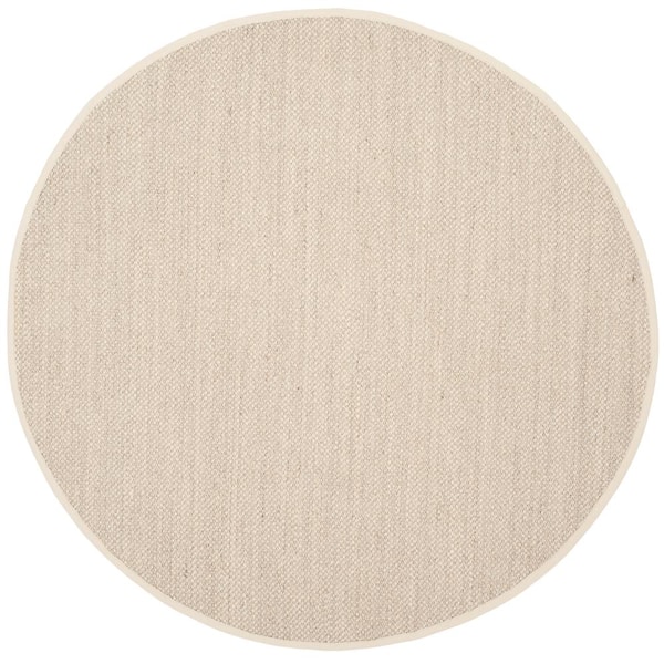 SAFAVIEH Natural Fiber Marble/Beige 5 ft. x 5 ft. Woven Border Round Area Rug