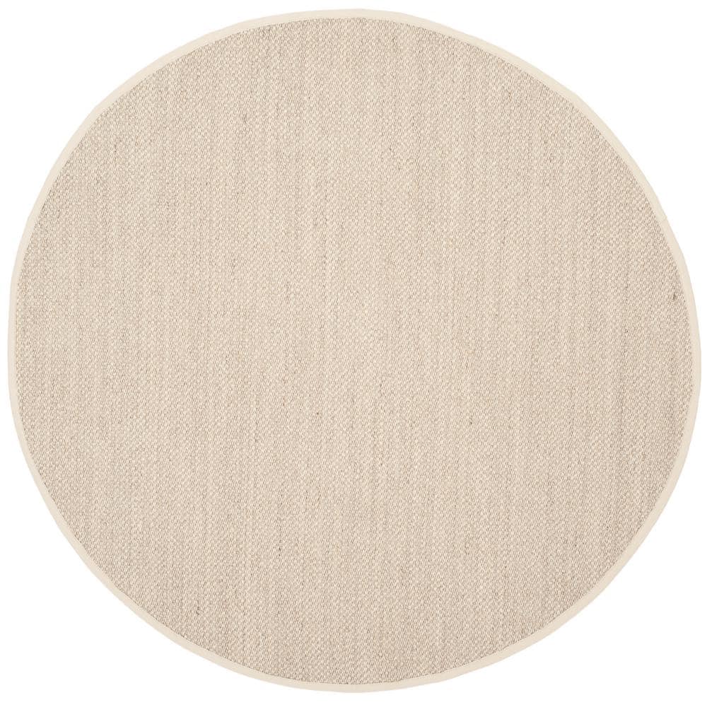 SAFAVIEH Natural Fiber Kentigern Border Seagrass Area Rug  Marble/Beige  8  x 8  Round ( Needs Cleaning)