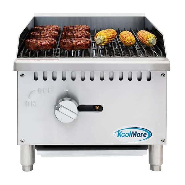 Koolmore Commercial 16 in. Natural Gas 1-Burner Charbroiler with 30,000 BTU in Stainless-Steel