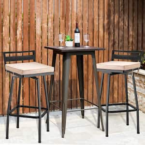 Low Back 34 in. H Height Swivel Metal Bar Stools for Bistro Lawn, Garden, Backyard, Indoor with Cushion (Set 2)