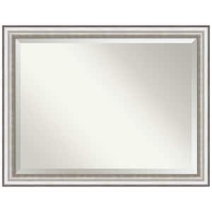 Medium Rectangle Salon Silver Beveled Glass Modern Mirror (35 in. H x 45 in. W)