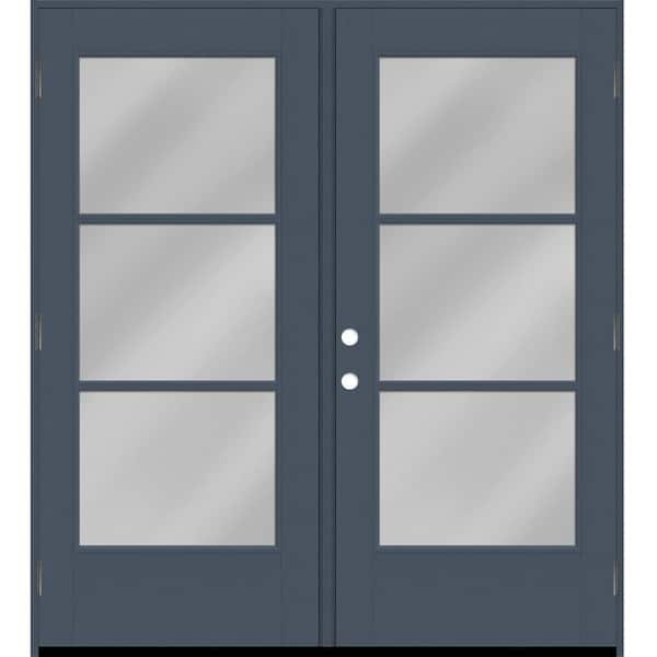 Steves & Sons Legacy 60 in. x 80 in. Icon 3L Modern Clear Glass DarkDenim LHOS Painted Fiberglass Retro Patio Door w/6"Jamb