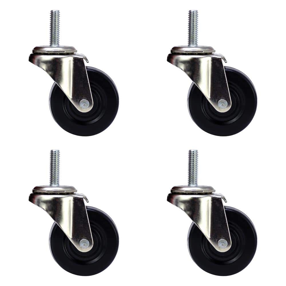 2 in. Black Soft Rubber and Steel Swivel Threaded Stem Casters with 80 lbs. Load Rating 12 Pack price history on PriceWatchPro