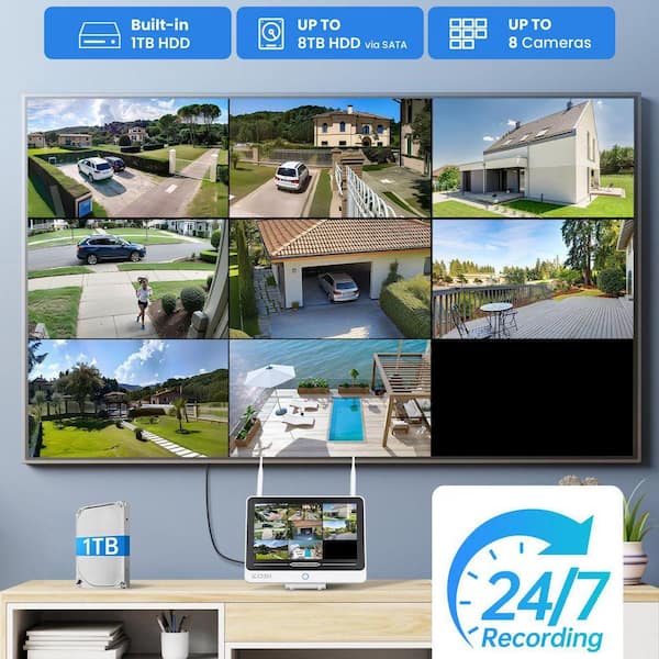 ZOSI 8-Channel 5MP Wi-Fi 6 1TB NVR Security Camera System with 4