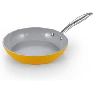 9.5 in. Aluminum Hard Anodized Nonstick Healthy Ceramic Frying Pan, Yellow