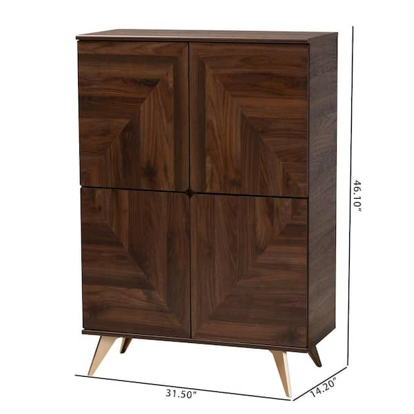 Baxton Studio Graceland 31.5 in. W x 46.1 in. H Walnut Brown and