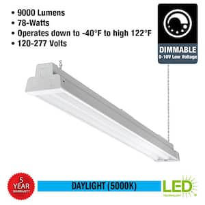 4 ft. White Linear LED High Bay Warehouse Light 9000 Lumens 0 to 10 Volt Dimmable 120-277v 5000K Daylight