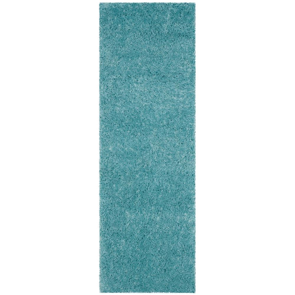 SAFAVIEH Indie Shag Turquoise 2 Ft X 7 Ft Solid Runner Rug SGI320T 27   Turquoise Safavieh Area Rugs Sgi320t 27 64 1000 