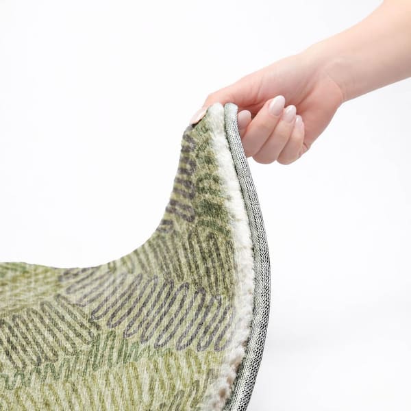 Dream Shag Premium Machine Washable Abstract ADS117 Green 2 ft. x 7 ft. Runner Rug