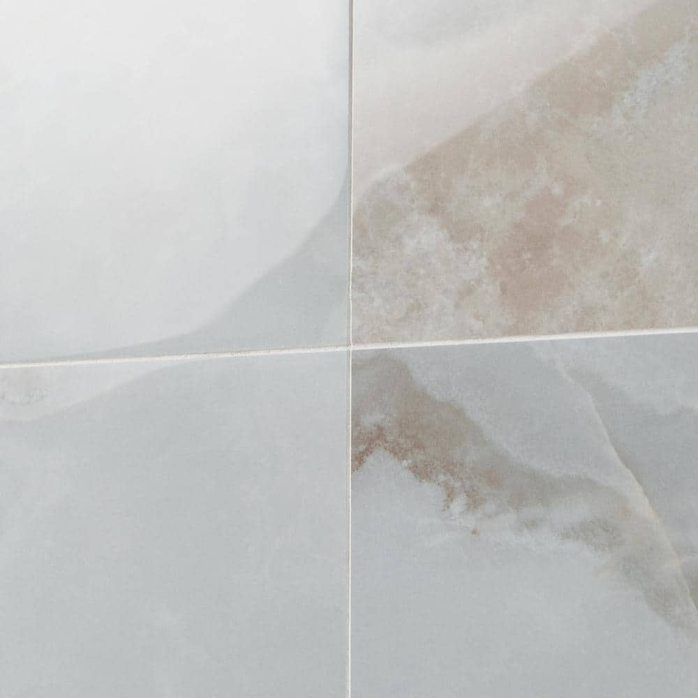 Bijou 24" x 48" Gray Polished Porcelain Marble Look Tile