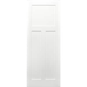 Shaker 28 in. x 80 in. 3-Panel Wood Craftsman White Primed Interior Door Slab