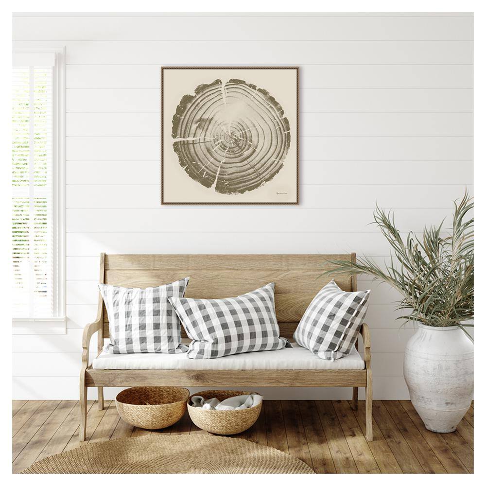Tree Trunk Cream II Abstract Canvas Print with Bronze Floater Frame