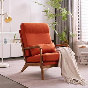 Orange Linen Leisure Chair with High Back