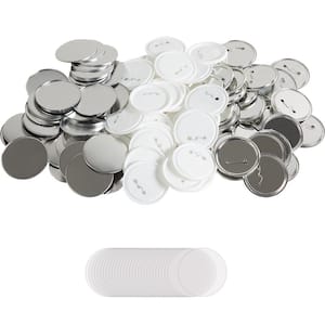 200 Sets 3 in.(75mm) Pin Back Button Parts for Button Maker Machine, DIY Round Button Badge Parts with Metal Top Plastic