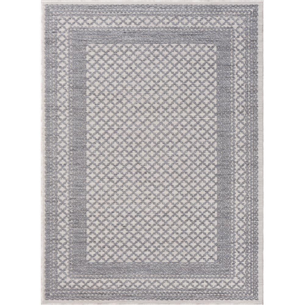 Winona Reversible Blue Geometric 8' x 9' Synthetic Area Rug