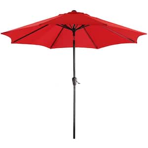 9 ft. Steel Market Tilt Patio Umbrella in Red with Push Button