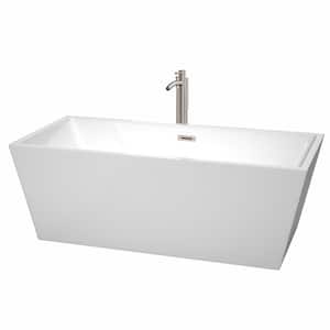 Sara 5.6 ft. Acrylic Flatbottom Non-Whirlpool Bathtub in White with Brushed Nickel Trim and Faucet