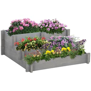 3-Tier Raised Garden Bed for Vegetables, Herbs, Outdoor Plants, Gray