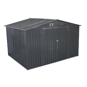 8 ft. x 10 ft. Metal Outdoor Waterproof Storage Garden Shed with Lockable Door and Shutter Vent Coverage Area 80 sq. ft.
