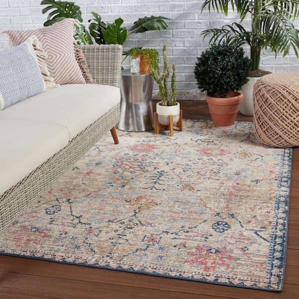 Swoon Tan/Blue 5 ft. X 7 ft.3 in. Oriental Rectangle Area Rug