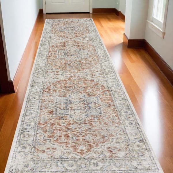 2 ft. x 12 ft. White Oriental Washable Area Rug Runner Rug