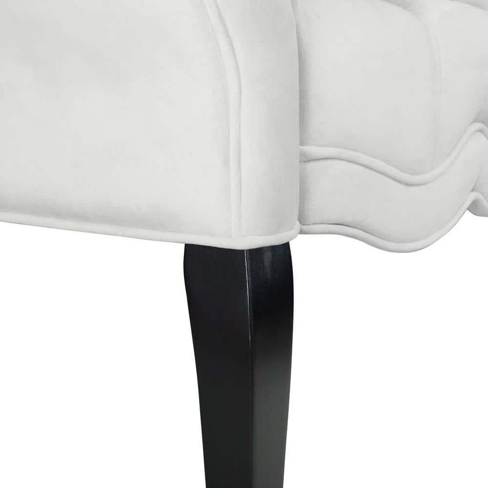 Elegant Adelia Performance Velvet Tufted Bench with Wenge Wood Legs - White
