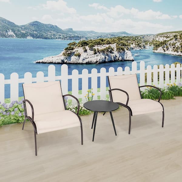 Unbranded 3 Piece Metal Patio Conversation Seating Set