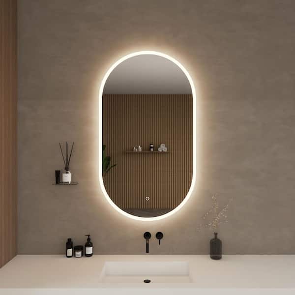 Bella 24 in. W x 42 in. H Oval Frameless Anti-Fog LED Dimmable Wall Bathroom Vanity Mirror