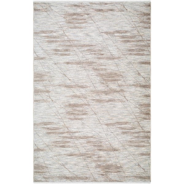 Livabliss Frank Lloyd Wright x Surya Usonia White/Brown Abstract 8 ft. x 10 ft. Indoor Area Rug