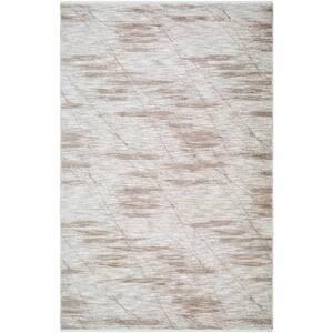 Frank Lloyd Wright x Surya Usonia White/Brown Abstract 5 ft. x 8 ft. Indoor Area Rug