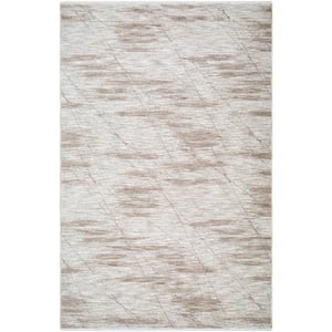 Frank Lloyd Wright x Surya Usonia White/Brown Abstract 8 ft. x 10 ft. Indoor Area Rug