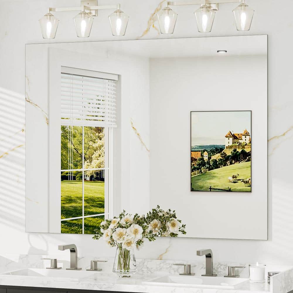 48 in. W x 36 in. H Rectangular Classic Frameless Wall Bathroom Vanity Mirror price history on PriceWatchPro