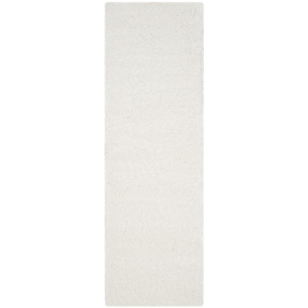 SAFAVIEH Indie Shag White 2 ft. x 7 ft. Solid Runner Rug