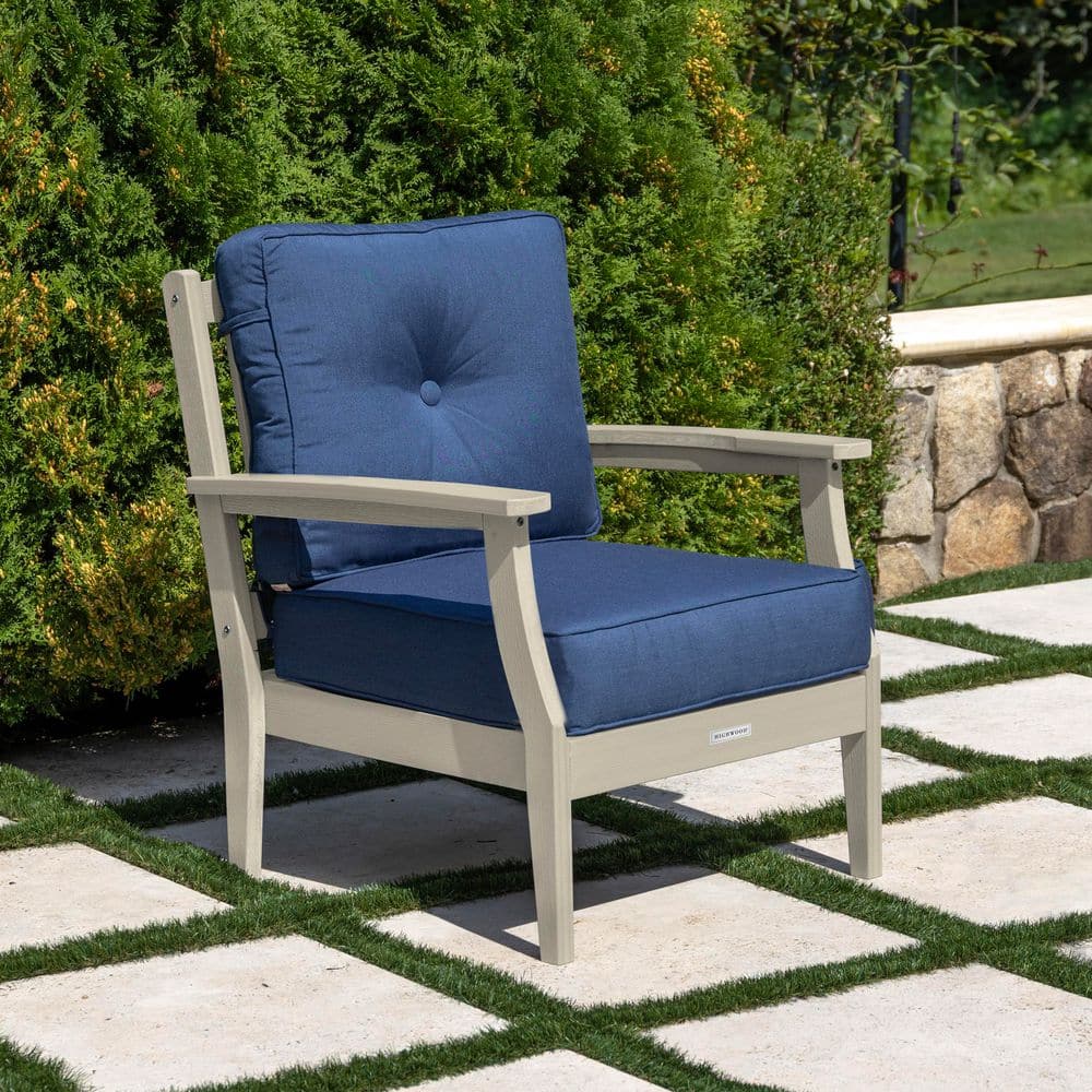 Lehigh Whitewash Recycled Plastic Outdoor Deep Seating Chair with Sunbrella Spectrum Indigo Cushion price history on PriceWatchPro