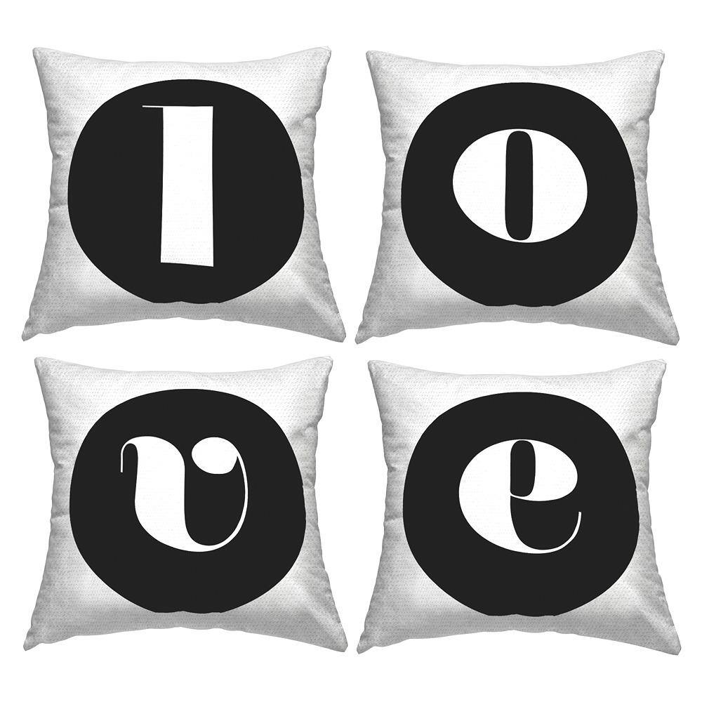 Love Initial Letters Black Square Outdoor Throw Pillow 4-Pack price history on PriceWatchPro